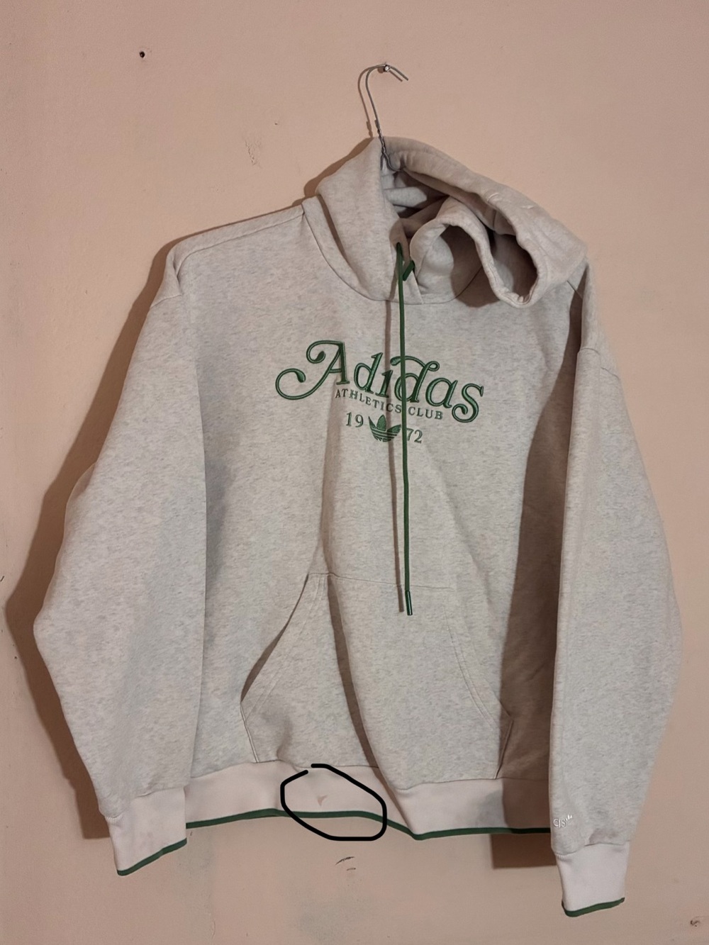 adidas Men’s Gray cream Crewneck Sweatshirt with Green Logo